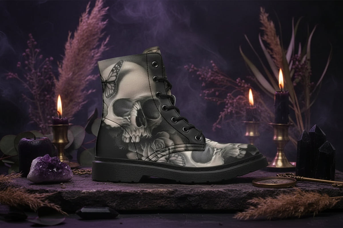 Witchy Skeleton Boots - Sorceress Sanctuary Black / 38-Black / 39-Black / 40-Black / 41-Black / 42