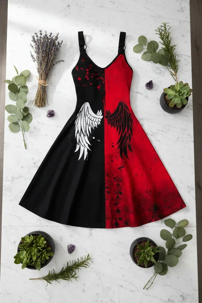 Witchy Winged Dress - Sorceress Sanctuary Red / S-Red / M-Red / L-Red / XL-Black / S