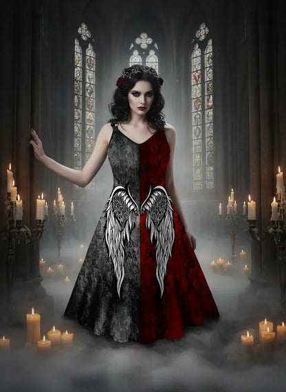 Witchy Winged Dress - Sorceress Sanctuary Red / S-Red / M-Red / L-Red / XL-Black / S