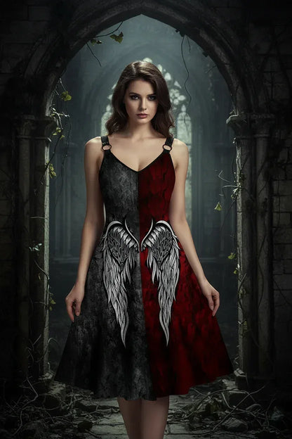 Witchy Winged Dress - Sorceress Sanctuary Red / S-Red / M-Red / L-Red / XL-Black / S