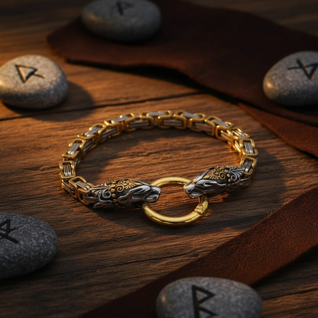 Nordic Wolf Emperor Bracelet - Sorceress Sanctuary Silver necklace-Silver bracelet-Gold bracelet-Gold necklace + bracelet-Silver necklace + bracelet