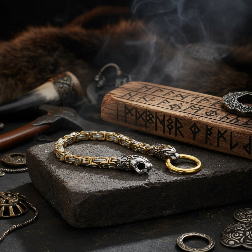 Nordic Wolf Emperor Bracelet - Sorceress Sanctuary Silver necklace-Silver bracelet-Gold bracelet-Gold necklace + bracelet-Silver necklace + bracelet