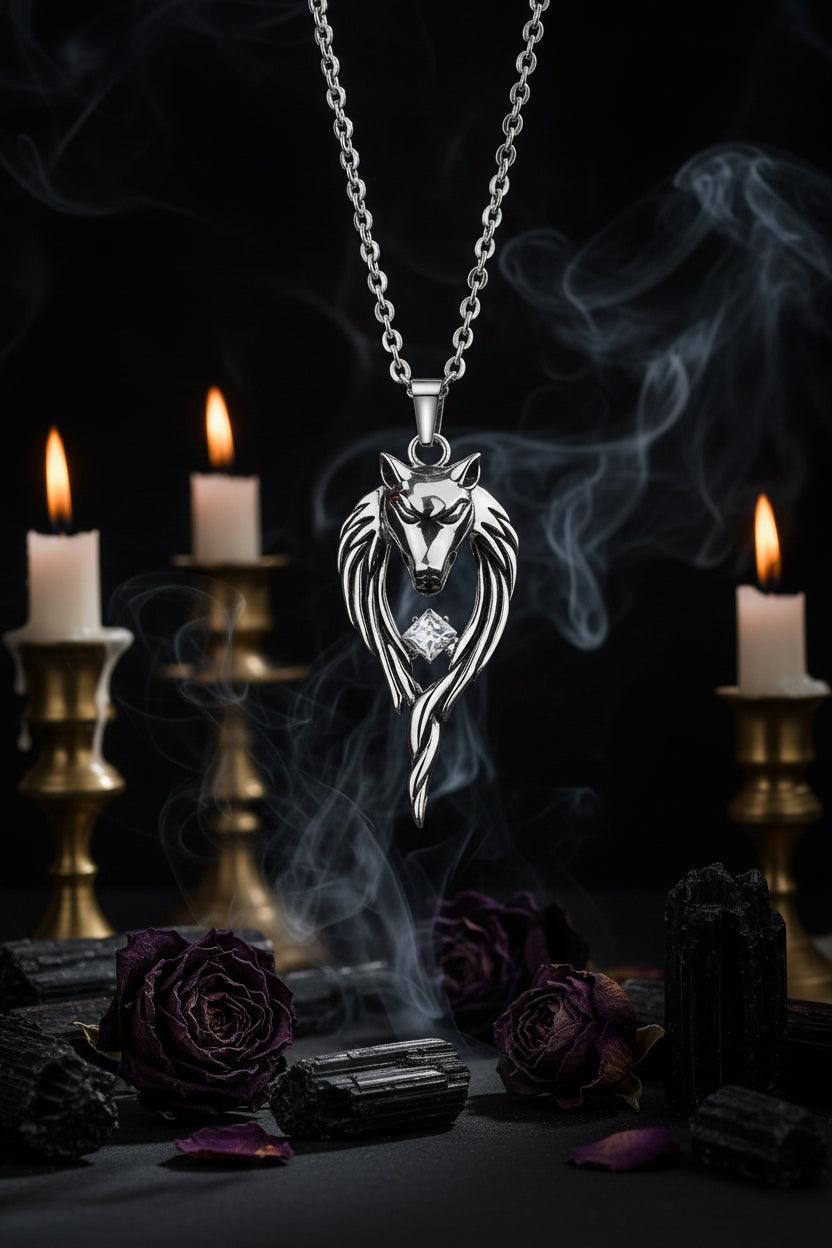 Titanium Steel Wolf Head Pendant Necklace for Men Sorceress Sanctuary