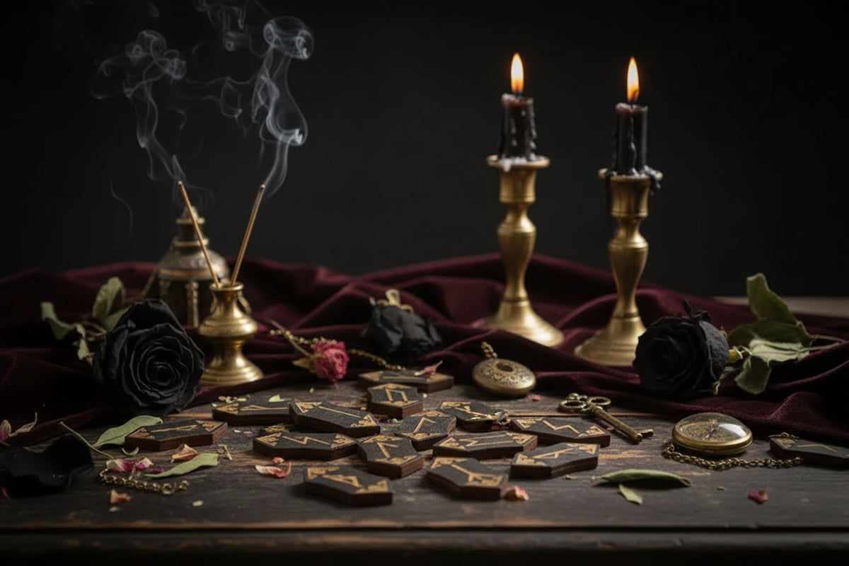 Woodcut Rune Set - Sorceress Sanctuary Black / Wooden Props
