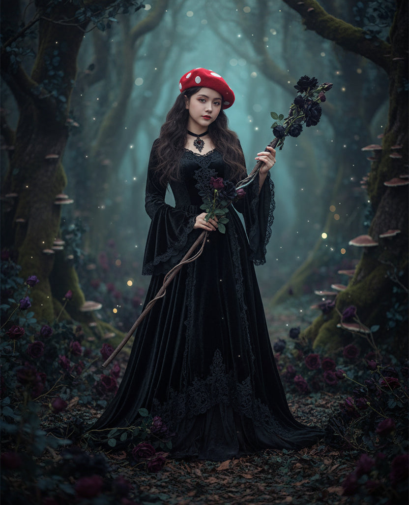 Korean Versatile Embroidered Mushroom Hat for Women Sorceress Sanctuary
