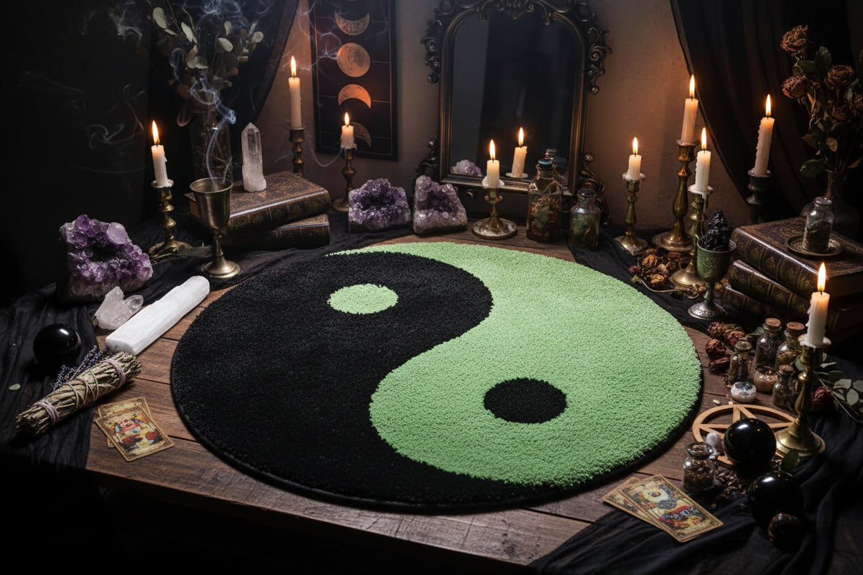 Yin Yang Carpet - Sorceress Sanctuary Black / 50cm-Black / 60cm-Black / 70cm-Black / 80cm-Black / 90cm