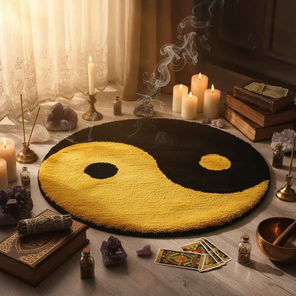 Yin Yang Carpet - Sorceress Sanctuary Black / 50cm-Black / 60cm-Black / 70cm-Black / 80cm-Black / 90cm