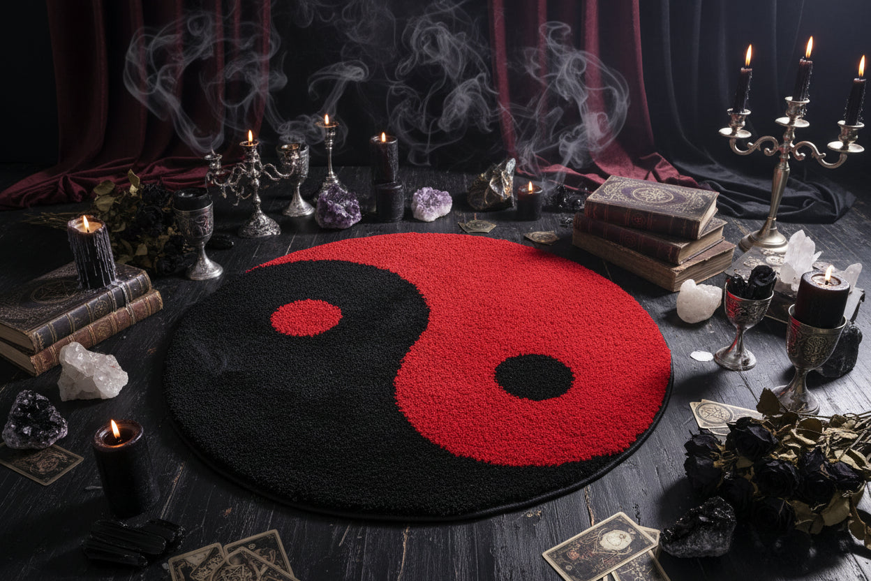 Yin Yang Carpet - Sorceress Sanctuary Black / 50cm-Black / 60cm-Black / 70cm-Black / 80cm-Black / 90cm
