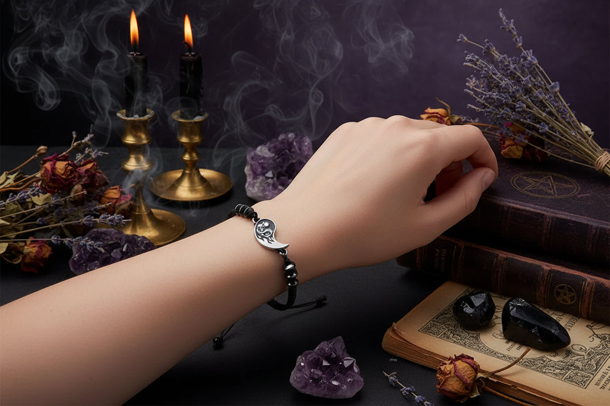 Yin Yang Dragon Bracelet - Sorceress Sanctuary Double Dragon Bracelet 1 Pair-Double Dragon Bracelet White-Ssangyong Black Rope