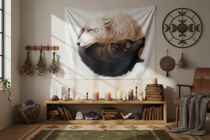 Yin Yang Wolf Tapestry - Sorceress Sanctuary 150x130cm-150x200cm