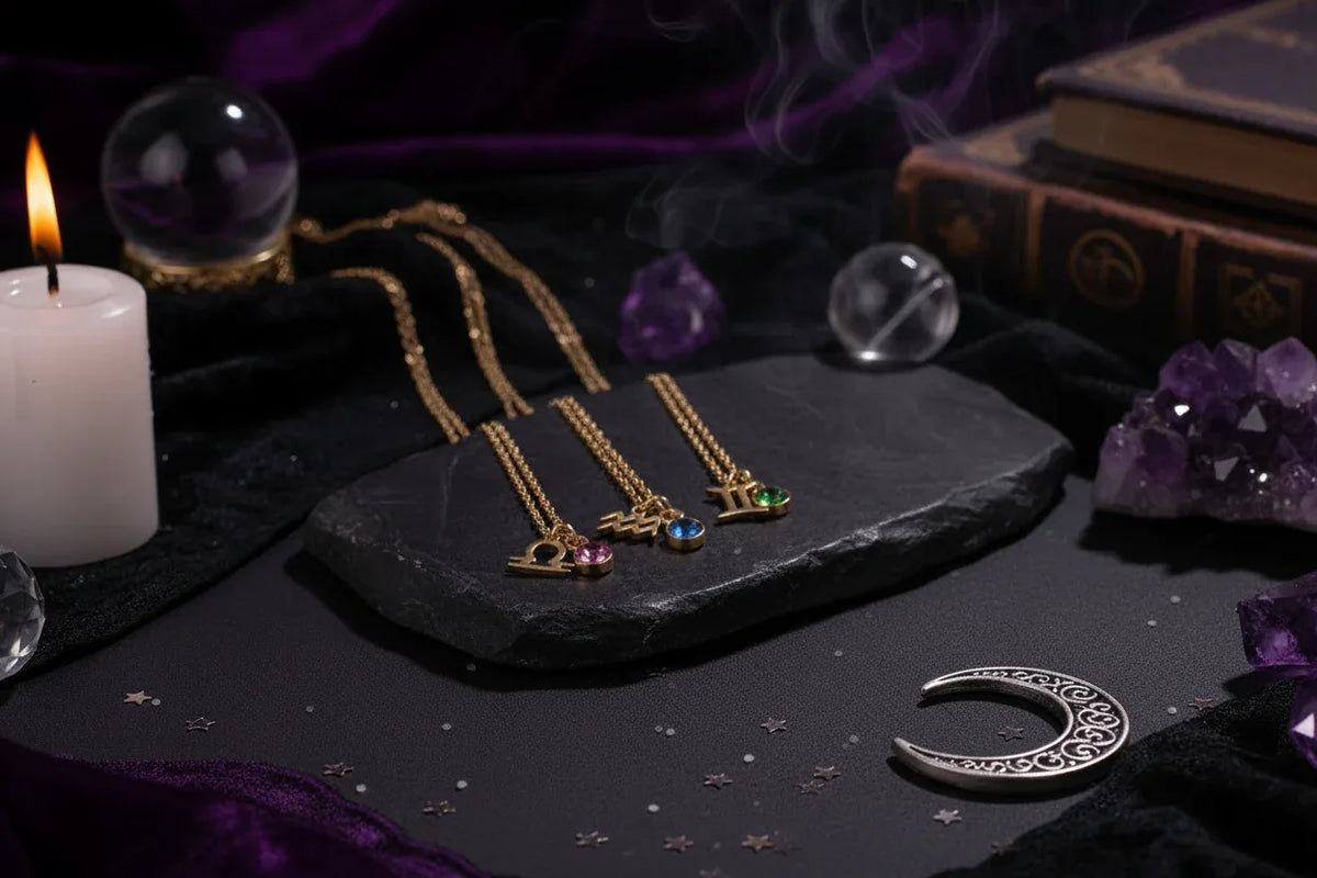 Zodiac Birthstone Necklace - Sorceress Sanctuary Style 1-Style 7-Style 6-Style 10-Style 8