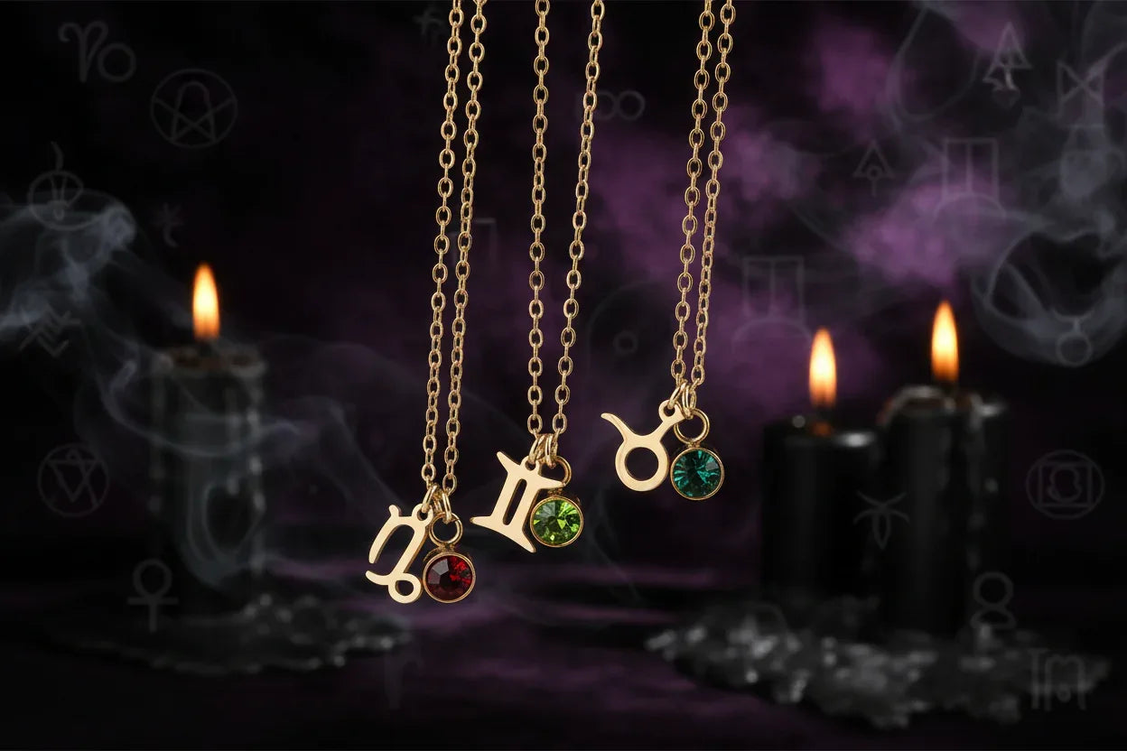 Zodiac Birthstone Necklace - Sorceress Sanctuary Style 1-Style 7-Style 6-Style 10-Style 8