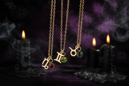 Zodiac Birthstone Necklace - Sorceress Sanctuary Style 1-Style 7-Style 6-Style 10-Style 8