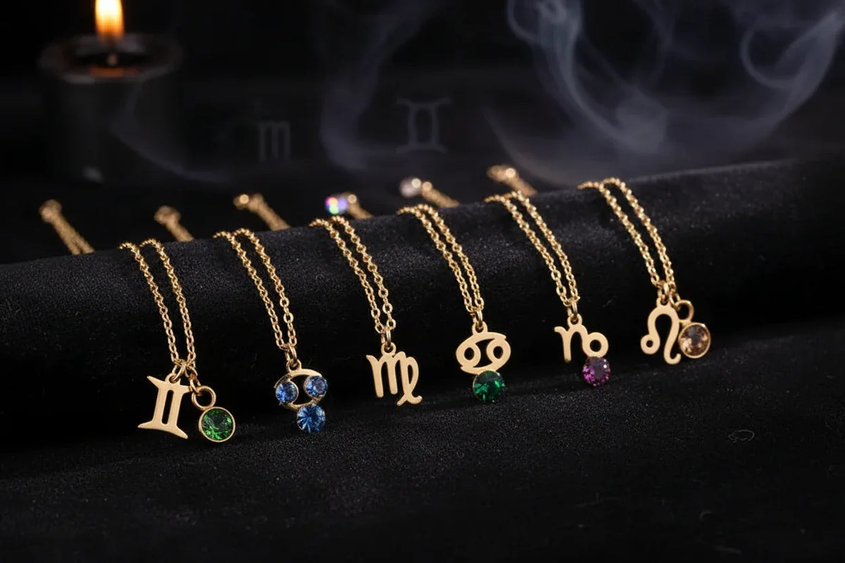 Zodiac Birthstone Necklace - Sorceress Sanctuary Style 1-Style 7-Style 6-Style 10-Style 8