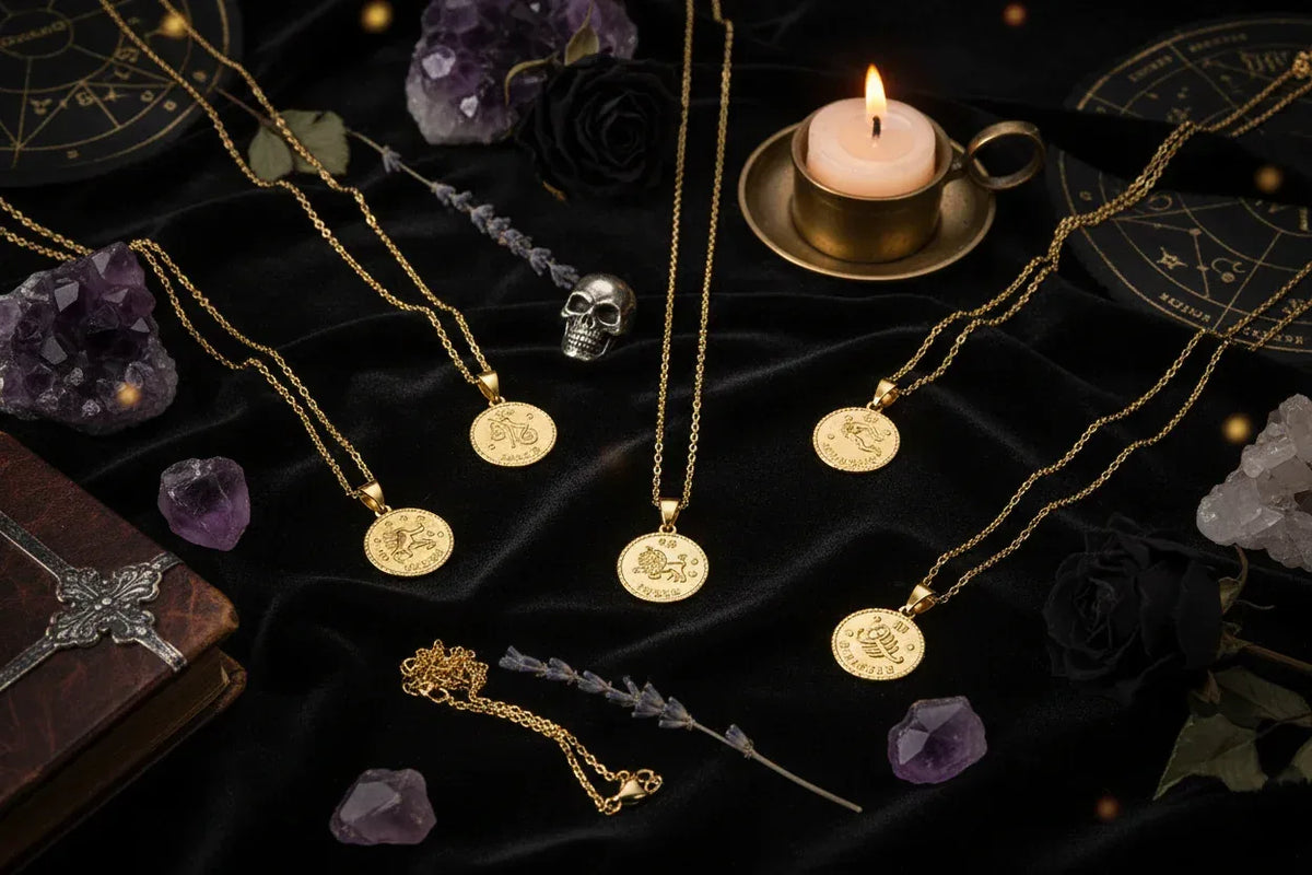 Zodiac Coin Necklace - Sorceress Sanctuary Gold / Virgo-Gold / Cancer-Gold / Aquarius-Gold / Capricorn-Gold / Libra