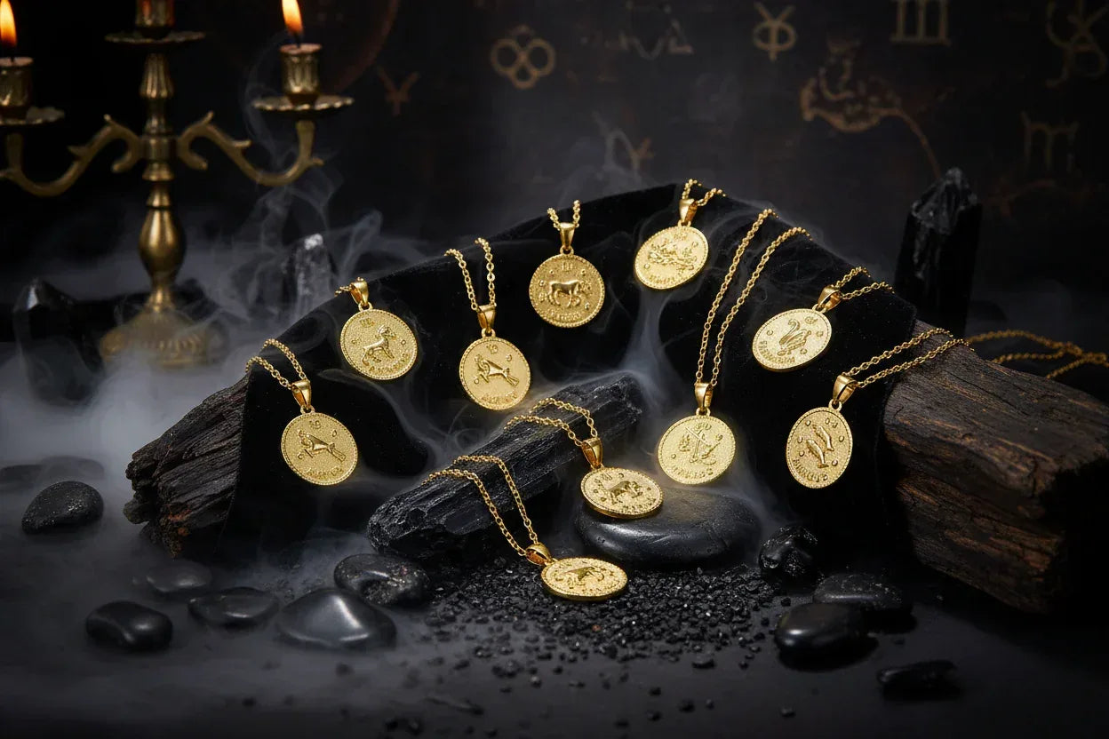 Zodiac Coin Necklace - Sorceress Sanctuary Gold / Virgo-Gold / Cancer-Gold / Aquarius-Gold / Capricorn-Gold / Libra