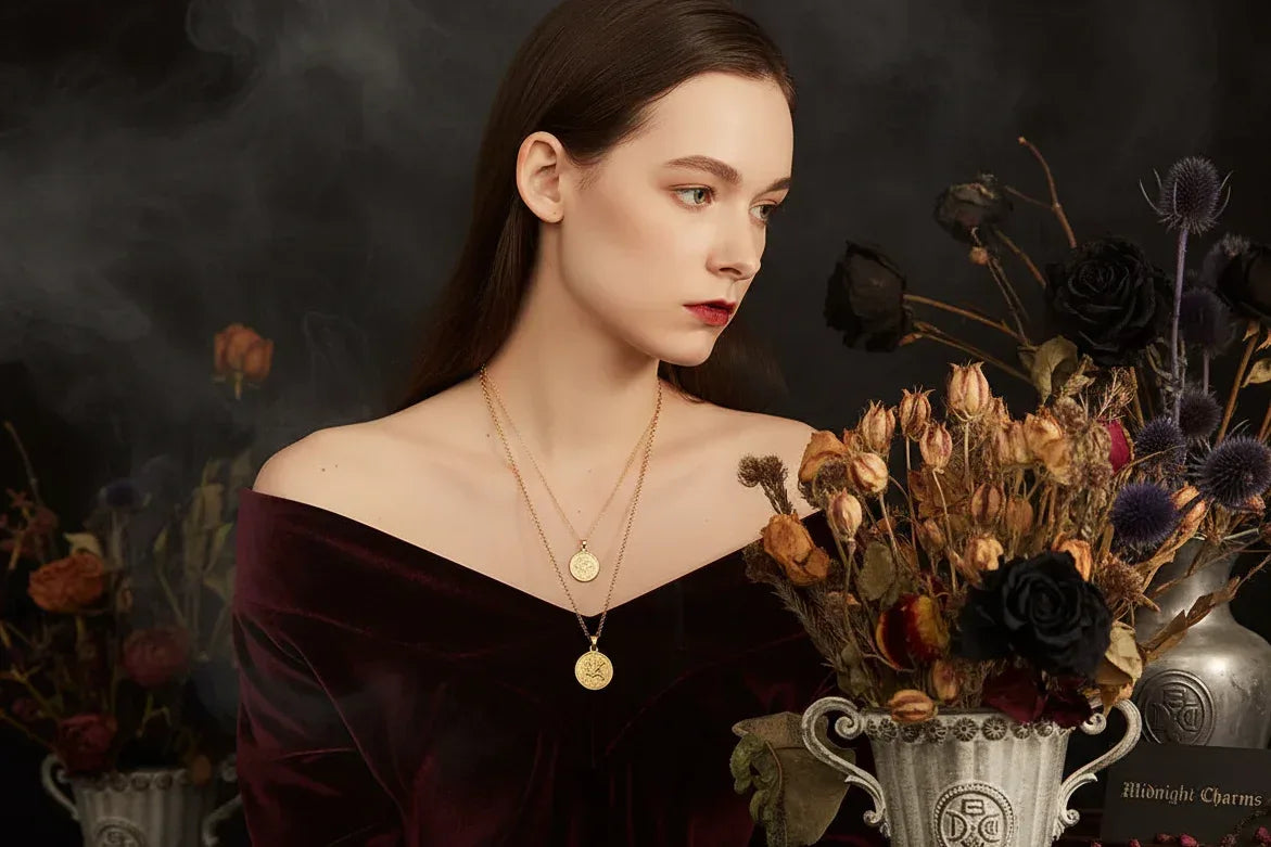 Zodiac Coin Necklace - Sorceress Sanctuary Gold / Virgo-Gold / Cancer-Gold / Aquarius-Gold / Capricorn-Gold / Libra