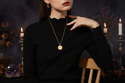 Zodiac Coin Necklace - Sorceress Sanctuary Gold / Virgo-Gold / Cancer-Gold / Aquarius-Gold / Capricorn-Gold / Libra