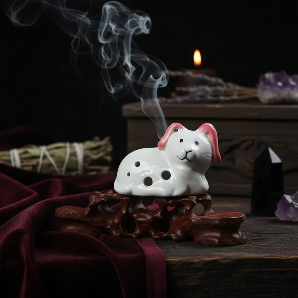 Zodiac Dog Incense - Sorceress Sanctuary Pink ear-Pink face-Blue-Matt blue