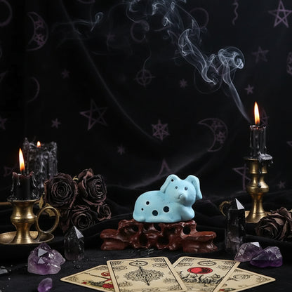 Zodiac Dog Incense - Sorceress Sanctuary Pink ear-Pink face-Blue-Matt blue