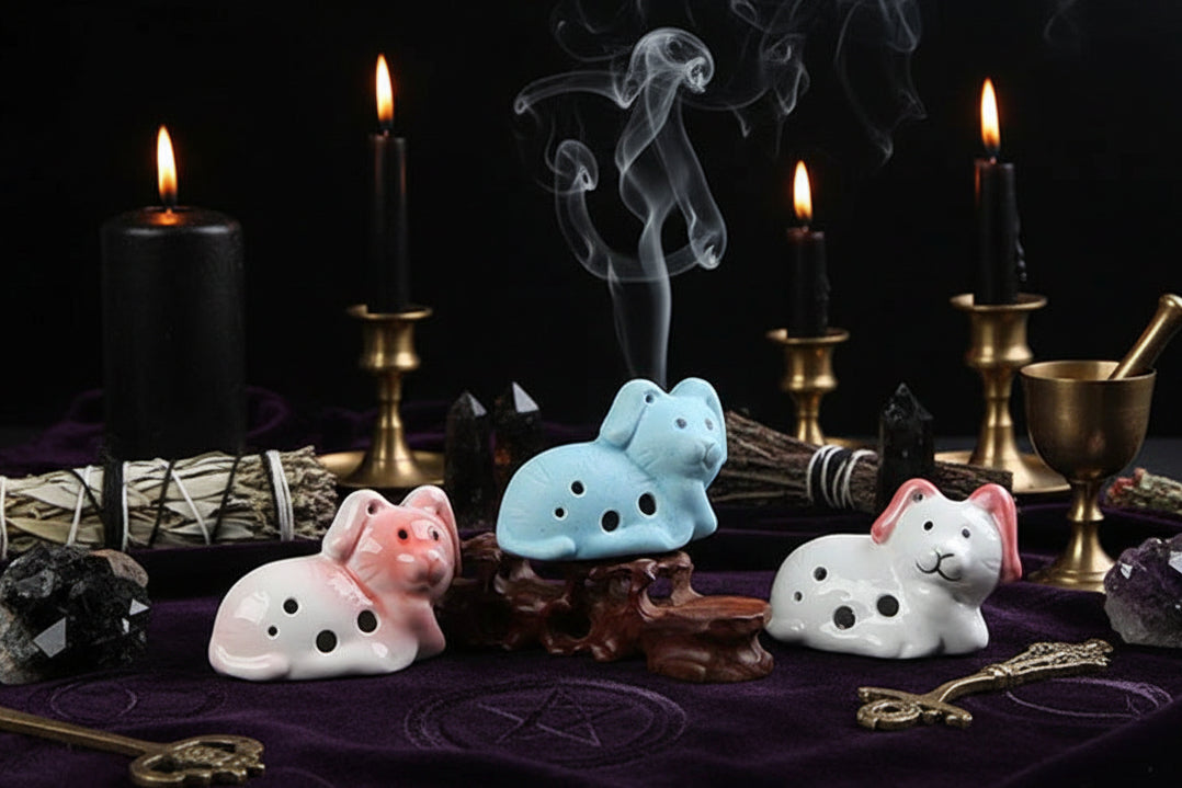Zodiac Dog Incense - Sorceress Sanctuary Pink ear-Pink face-Blue-Matt blue