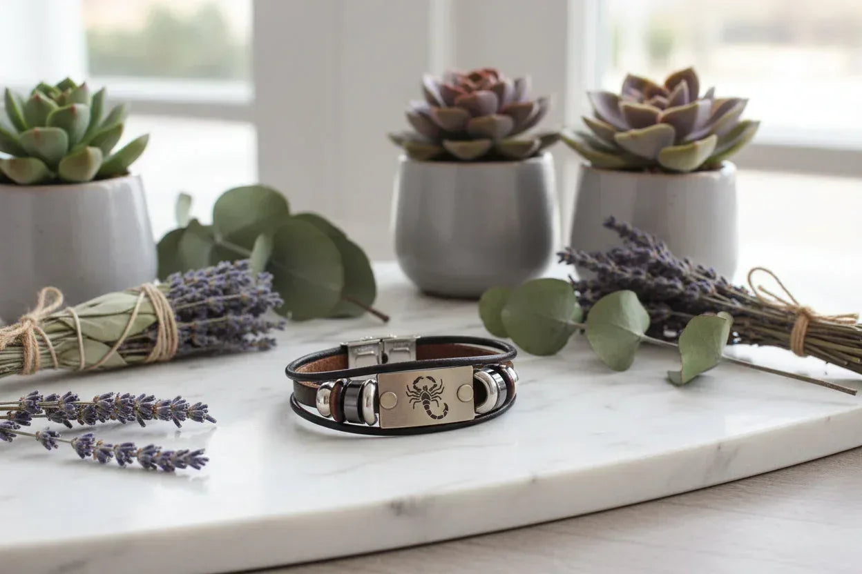 Zodiac Leather Bracelet - Sorceress Sanctuary Aries-Cancer-Scorpio-Sagittarius-Taurus