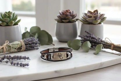 Zodiac Leather Bracelet - Sorceress Sanctuary Aries-Cancer-Scorpio-Sagittarius-Taurus