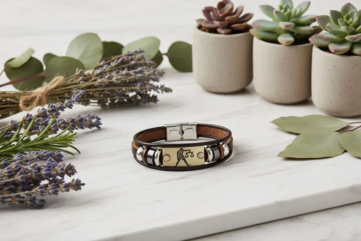 Zodiac Leather Bracelet - Sorceress Sanctuary Aries-Cancer-Scorpio-Sagittarius-Taurus