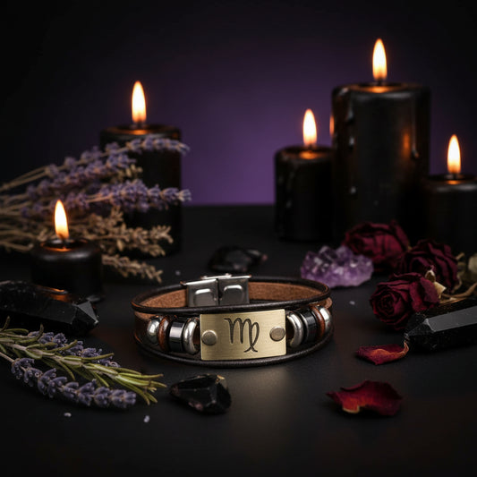 Zodiac Leather Bracelet - Sorceress Sanctuary Aries-Cancer-Scorpio-Sagittarius-Taurus