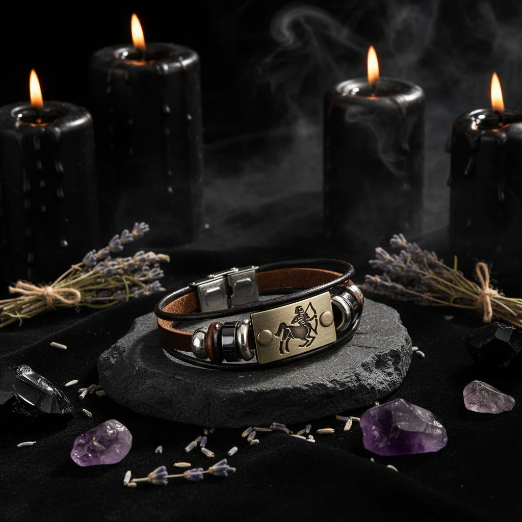 Zodiac Leather Bracelet - Sorceress Sanctuary Aries-Cancer-Scorpio-Sagittarius-Taurus