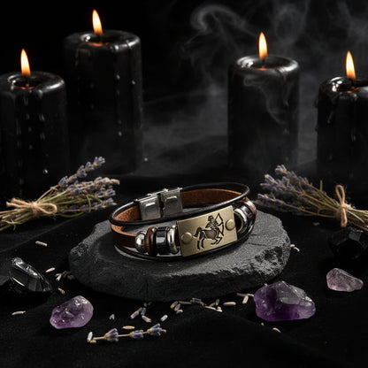 Zodiac Leather Bracelet - Sorceress Sanctuary Aries-Cancer-Scorpio-Sagittarius-Taurus