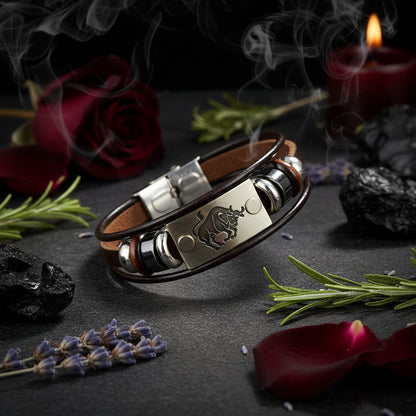 Zodiac Leather Bracelet - Sorceress Sanctuary Aries-Cancer-Scorpio-Sagittarius-Taurus