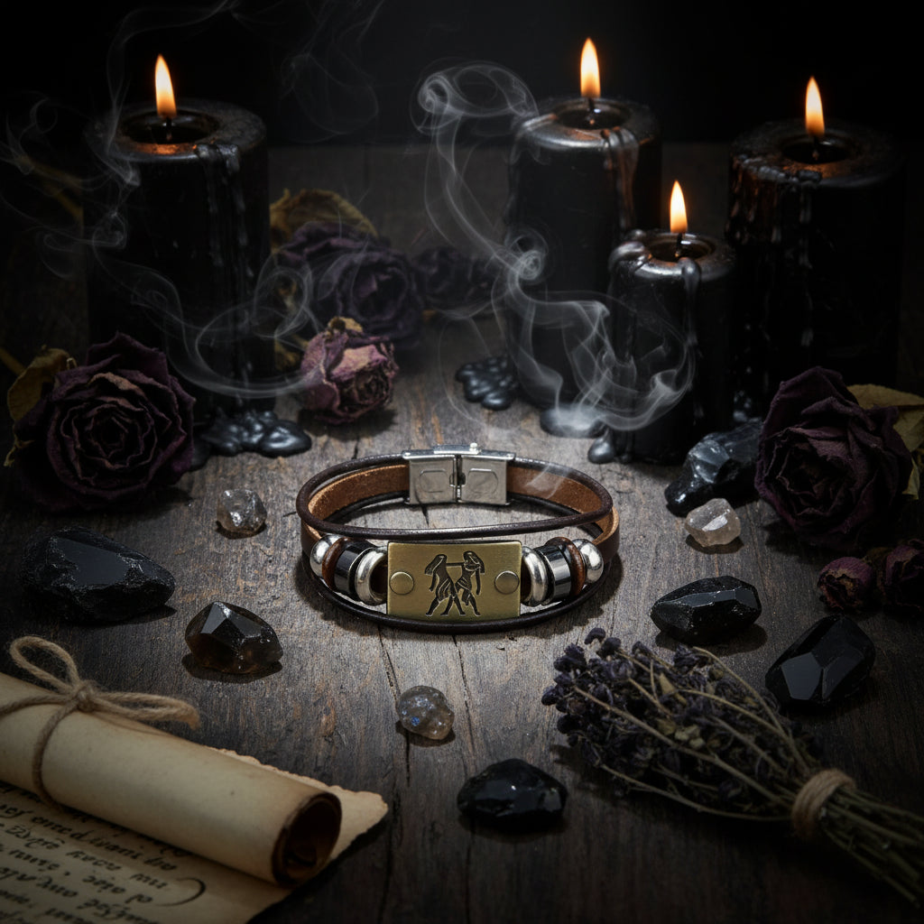 Zodiac Leather Bracelet - Sorceress Sanctuary Aries-Cancer-Scorpio-Sagittarius-Taurus