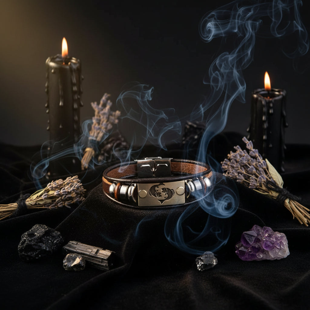 Zodiac Leather Bracelet - Sorceress Sanctuary Aries-Cancer-Scorpio-Sagittarius-Taurus