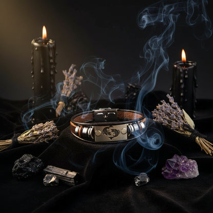 Zodiac Leather Bracelet - Sorceress Sanctuary Aries-Cancer-Scorpio-Sagittarius-Taurus