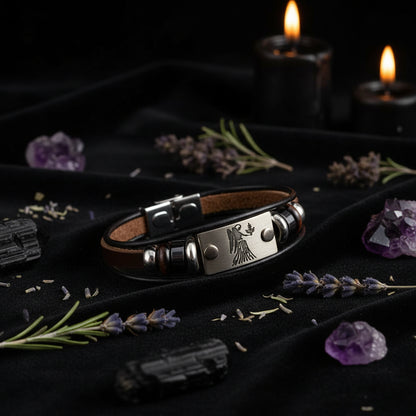 Zodiac Leather Bracelet - Sorceress Sanctuary Aries-Cancer-Scorpio-Sagittarius-Taurus