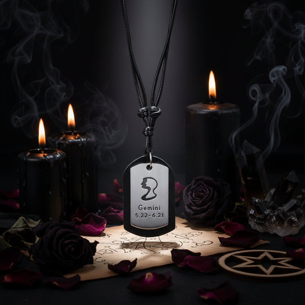 Zodiac Leather Necklace - Sorceress Sanctuary aquarius-Aries-Cancer constellation-Pisces-libra