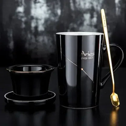 Zodiac Mug Set - Sorceress Sanctuary Taurus Black-Scorpio Black-Aries Black-Libra Black-Gemini Black