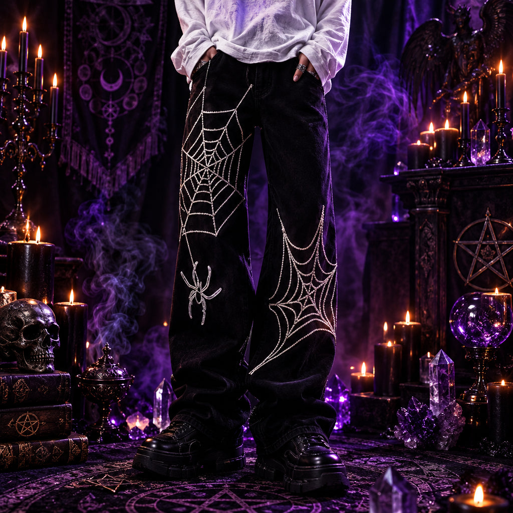 Widowspell Spider Web Trousers, size and scale reference