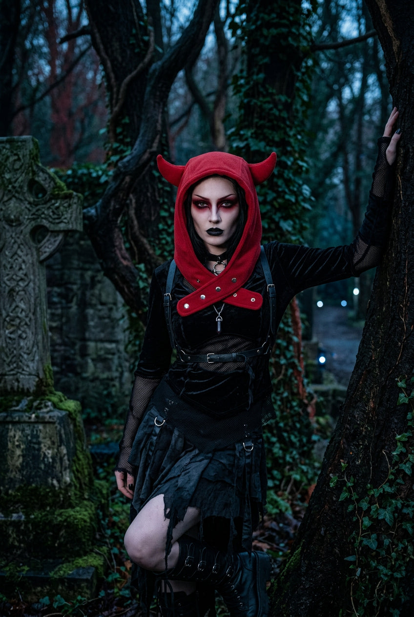 Dark Cute Devil Ear Hoodie Hat for Fall/Winter Sorceress Sanctuary