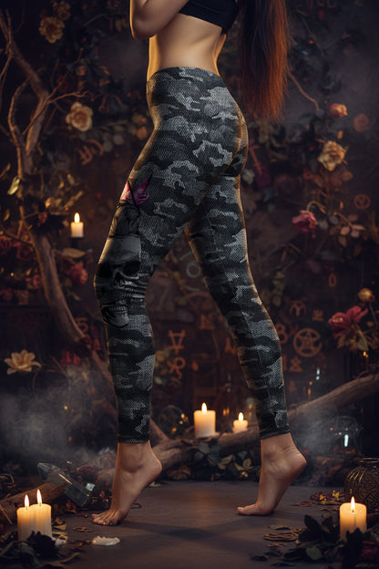 Skull Camouflage Digital Print Low Waist Leggings Sorceress Sanctuary