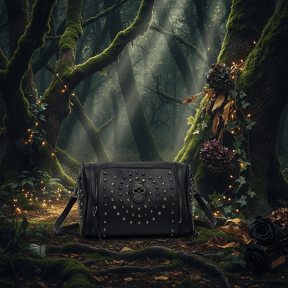 Crossbody Bag with Skull Design and Studs Sorceress Sanctuary