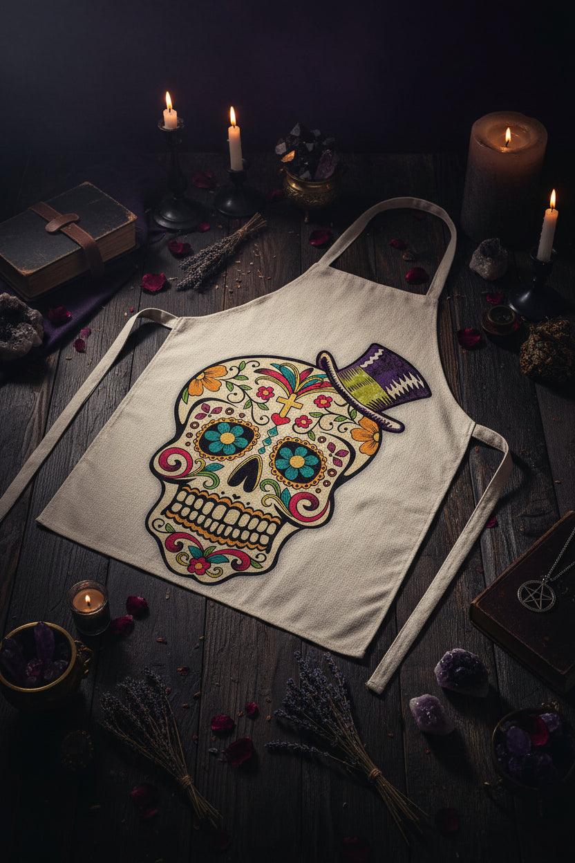 Skull Series Creative Cotton and Linen Apron Sorceress Sanctuary