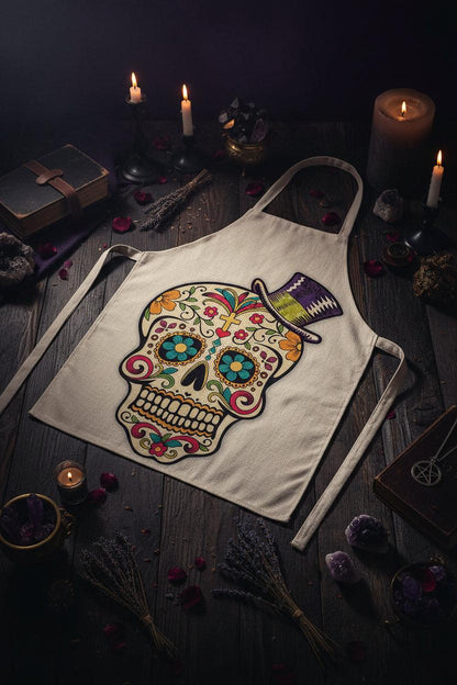 Skull Series Creative Cotton and Linen Apron Sorceress Sanctuary