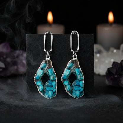 Hollow Shell and Stone Earrings Sorceress Sanctuary