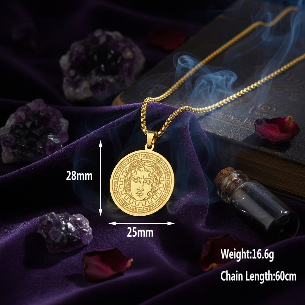 Stainless Steel Apollo Sun God Gold-Plated Pendant Necklace Sorceress Sanctuary