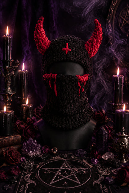 Hellhound Demon Hood, close up detail