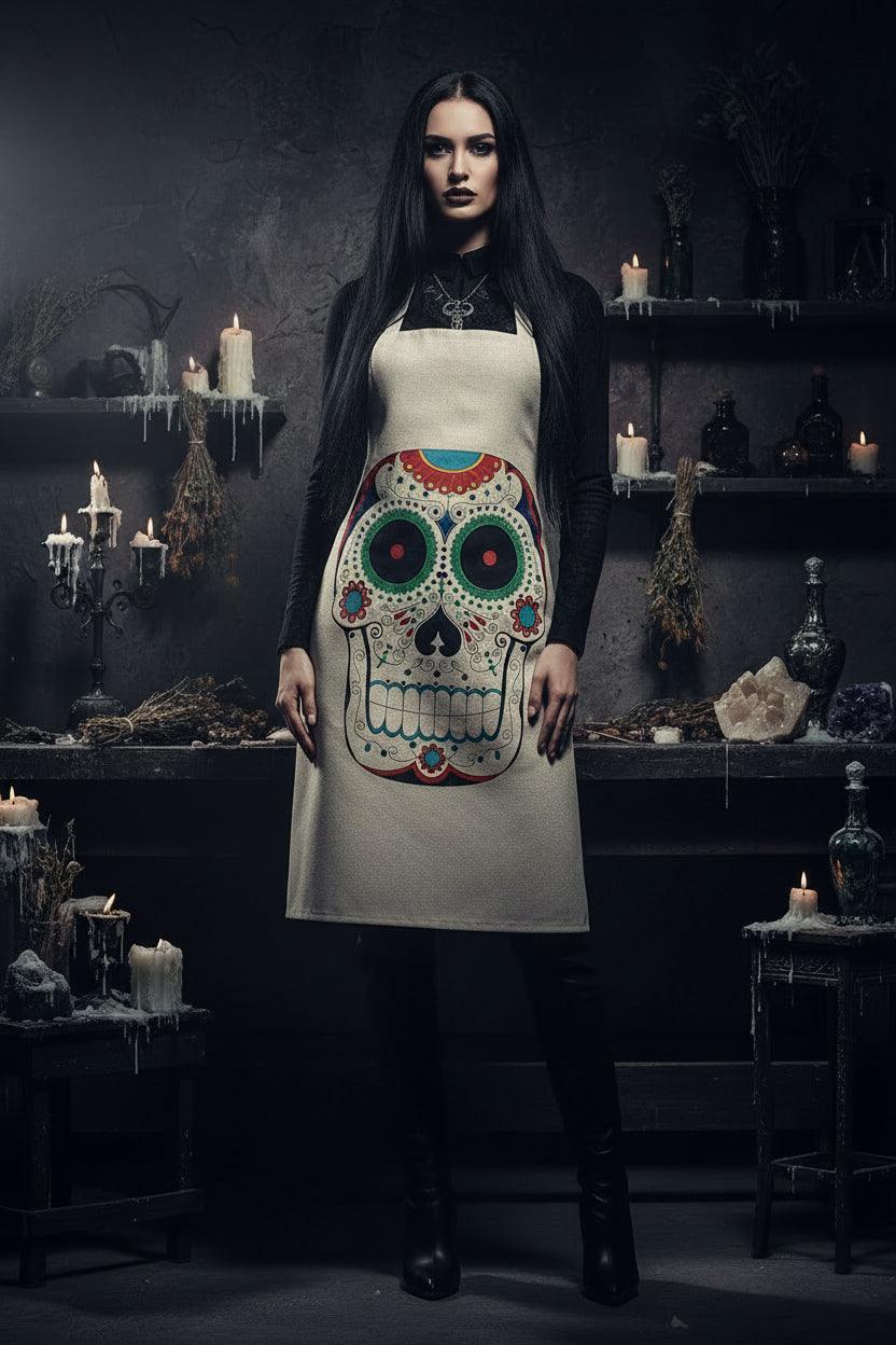 Skull Series Creative Cotton and Linen Apron Sorceress Sanctuary