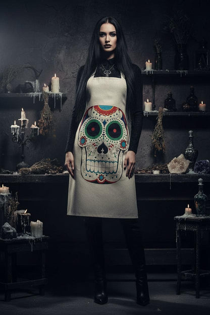 Skull Series Creative Cotton and Linen Apron Sorceress Sanctuary