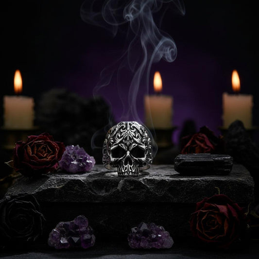 Punk Hip-hop Skull Titanium Steel Ring Sorceress Sanctuary
